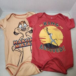 Disney Lion King 24 Month Toddler One Piece Bodysuit Lot of 2 Snap Shirt